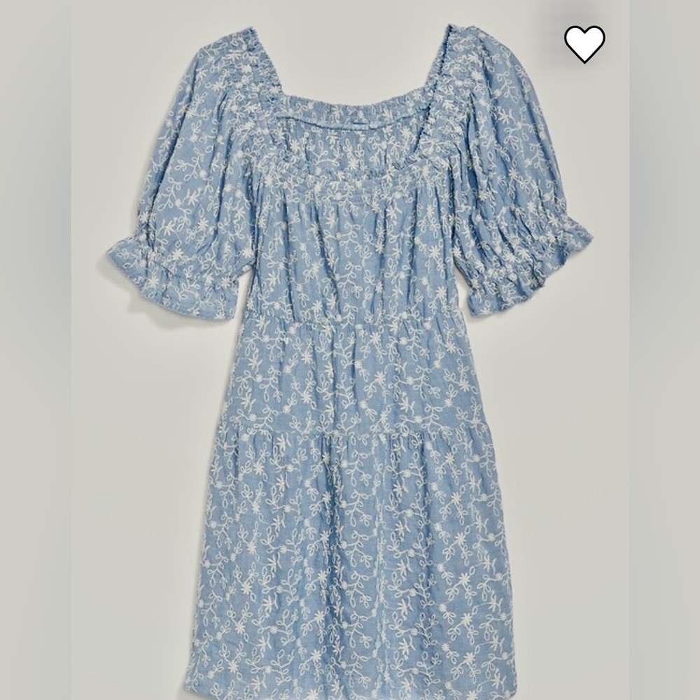 NWOT Old Navy Puff-Sleeve Tiered Mini Swing Dress Sz L - Picture 2 of 13